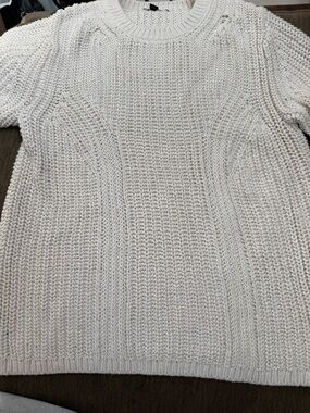 Banana Republic Cream Cable-Knit Pullover Sweater short sleeve